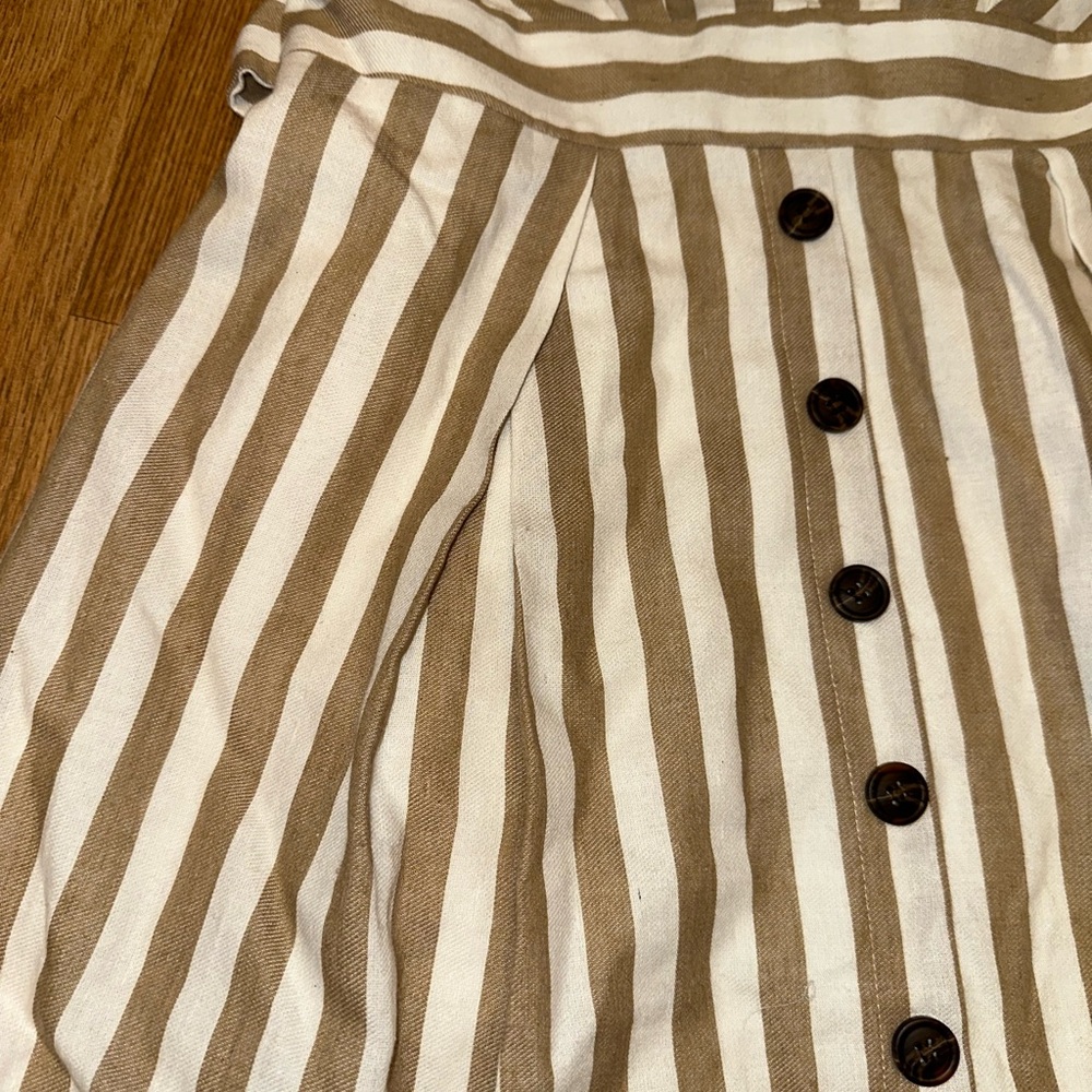 essue Beige and White Striped Mini Dress - Picture 3 of 4
